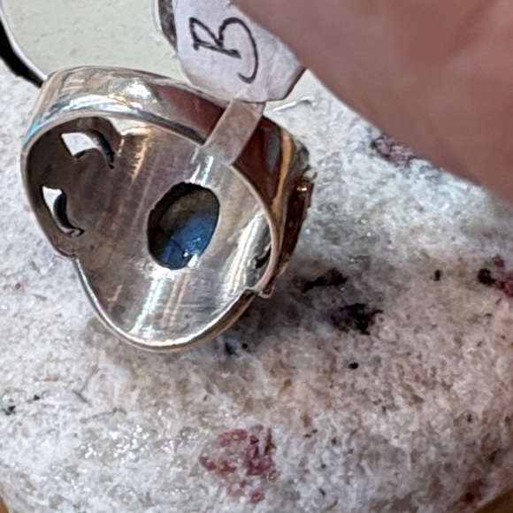 Sterling Silver Labradorite Statement Ring genuine Gem - Picture 3 of 6